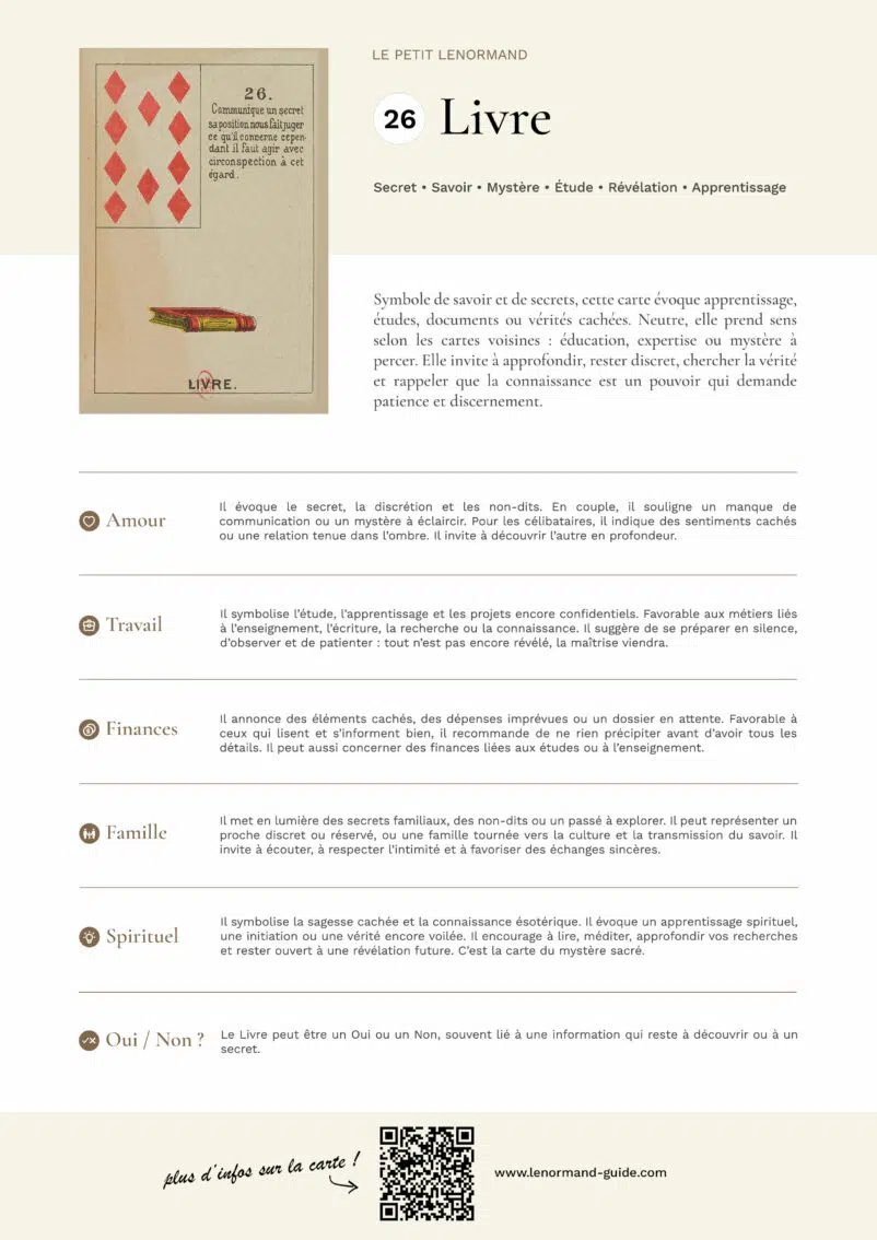 Synthèse visuelle Livre (26) Petit Lenormand
